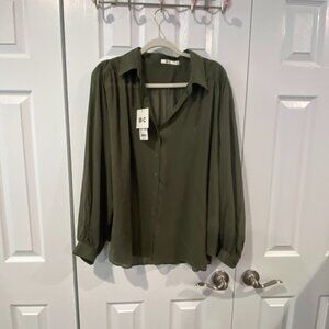 UniGlo Blouse Olive Green with tang top included Size XL NWT